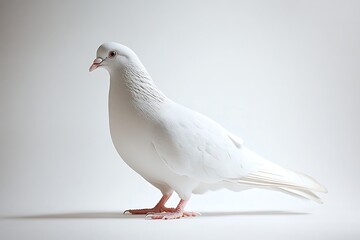 a white pigeon against a white background