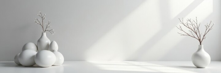 Calming peaceful environment grey white gradient, soothing, subtle