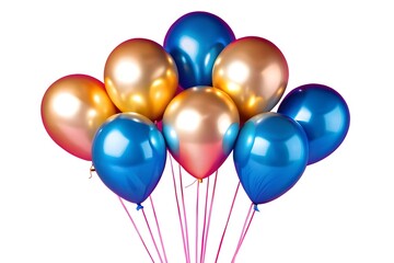 colorful balloons isolated on white, Elegant Blue and Gold Balloons  Celebration & Party Decor PNG