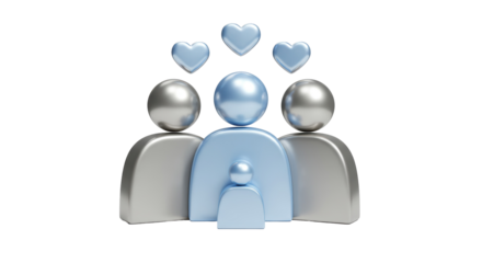 Isolated Family with Love Hearts