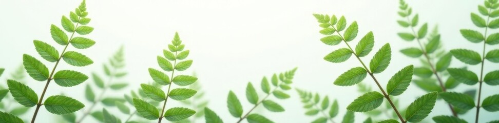 Fototapeta premium Delicate ferns in muted tones on a clean white surface, leafy, texture