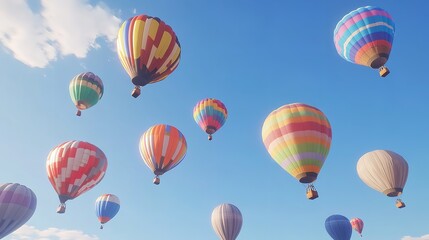 Fototapeta premium Colorful Pastel Hot Air Balloons in the Sky