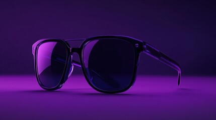 Chic Purple Sunglasses Stand out Against Vibrant Purple Background for Stylish Look Generative AI