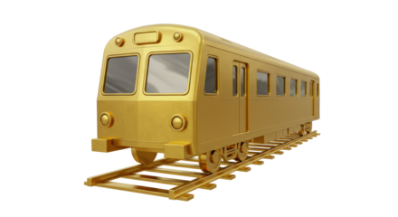 Isolated Golden Subway Train