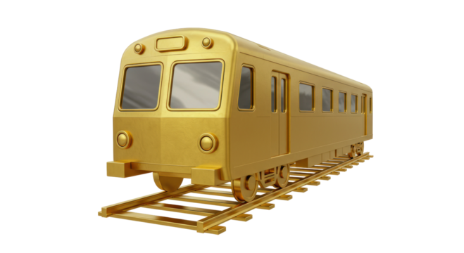 Isolated Golden Subway Train