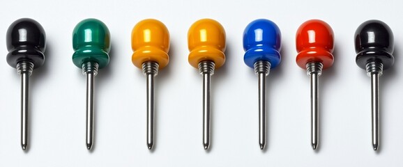 Colorful Precision Tools on White Background