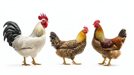 Fototapeta premium Various different types of chickens.