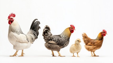 Fototapeta premium Various different types of chickens.