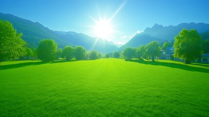 Naklejka premium Alpine Meadow Sunrise Serenity.