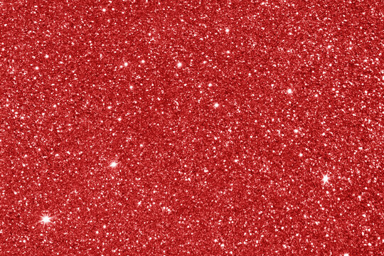 Red glitter illustration background. Red sparkle light galaxy space. Night sky with stars. New Year, Christmas, Valentine and Celebration background concept.