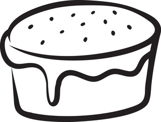 A Delicious Doodle Muffin Icon with Frosting and Icing - Hand-Drawn Line Art Illustration