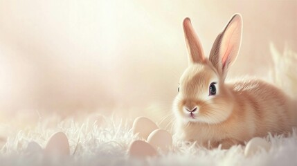 Background with rabbit and Easter eggs.