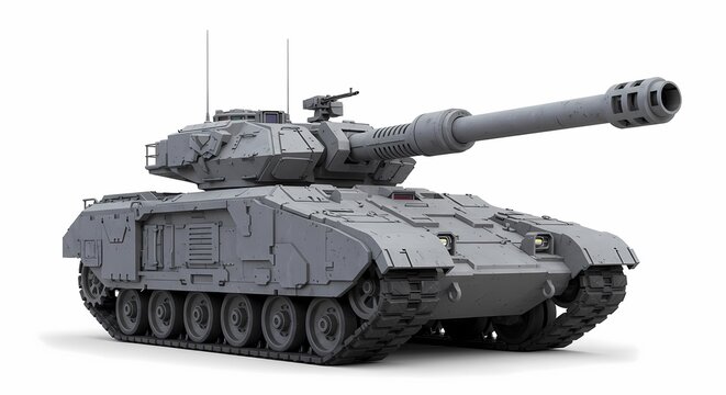 Gray Military Tank 3D Model Render