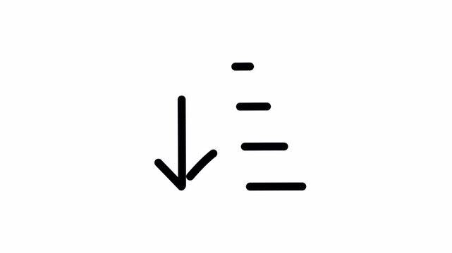 Pack icon of filter, funnel, sort, conversion, list, navigation, sorting, arrow down, arrow up, alphatical, crescent, decrescent, caret, align | 4K Alpha, Transparent Background | Animated Icons