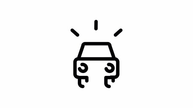 Pack icon of car, vehicle, transport, automobile, transportation, auto, automotive, taxi, cab, uber, cabify, lift, drive, ride, rent a car | 4K Alpha, Transparent Background | Animated Outline Icons