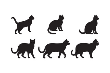 Black Cat Silhouette Vector Set Feline Silhouettes for Design