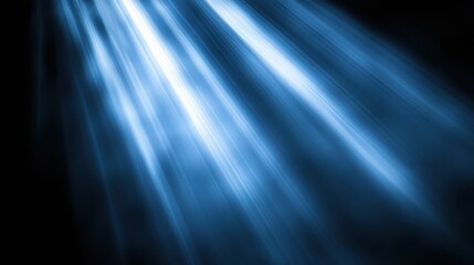 Fototapeta premium Ethereal Blue Light Rays Streaming Through Dark Background