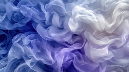 Obraz premium Ethereal Blue and White Fabric Flowing in Soft Waves and Layers