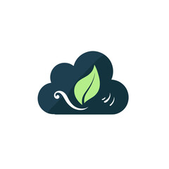 Air quality symbol. Modern flat design cloud with leaf, clean air concept