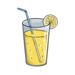 Yellow lemonade on the white background