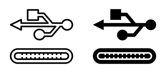 usb icon set flat vecktor trendy popular simple