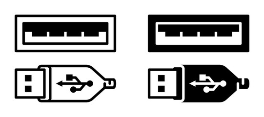 usb icon set flat vecktor trendy popular simple
