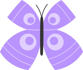 Naklejka premium Purple Butterfly with Geometric Pattern on Wings. Elegant Spring and Summer Insect