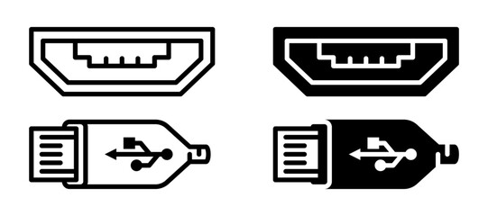 usb icon set flat vecktor trendy popular simple
