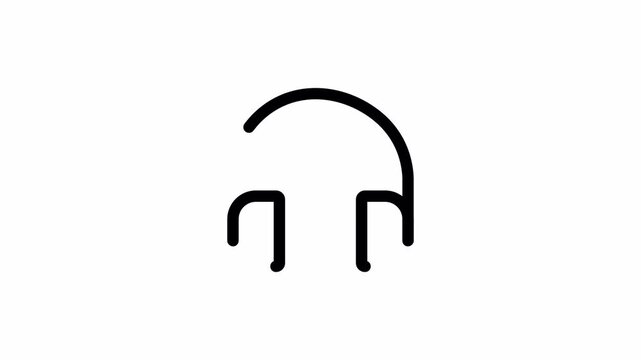 Pack icon of headphone, headset, earphone, audio, sound, listening, music, gadget, play, pause, stop, volume, speaker, ad, output | 4K Alpha, Transparent Background | Animated Outline Icons, Interface