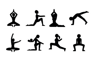 Yoga and Fitness Silhouette Icons