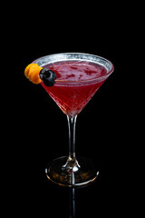 Cocktail French Martini in a glass on a black background