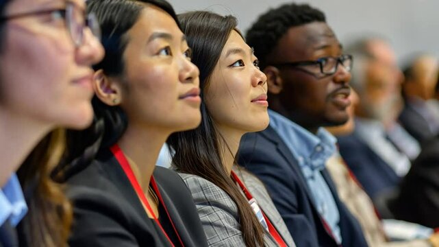 Menschen sitzen in einem Business-Event und lauschen gespannt