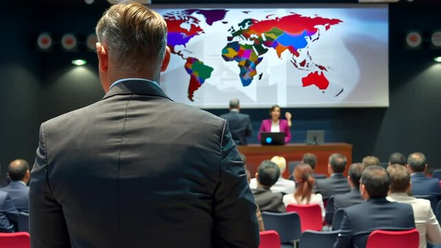 Redner h&auml;lt eine inspirierende Pr&auml;sentation auf einer Konferenz