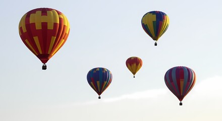 Naklejka premium Colorful Hot Air Balloons in Flight