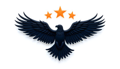 Obraz premium Eagle, stars, emblem, logo, symbol, patriotic, freedom, strength, power, pride, national, flag, America, USA, United, States, bald, eagle, wings, spread, soaring, majestic, regal, golden, stars, three