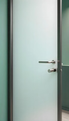 Modern minimalist door with sleek silver handle, showcasing clean lines and contemporary design.