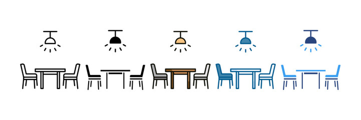 Dining Room Icon Set Multiple Style Collection
