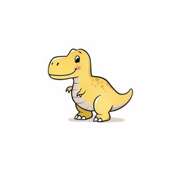 Fototapeta premium Cute dinosaur character stands happily with a big smile in a bright setting