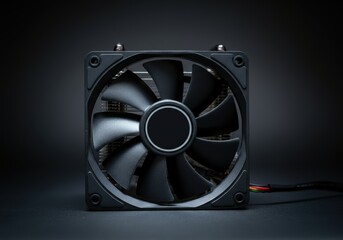 Black computer fan with a sleek design, ideal for cooling systems
