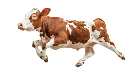 Dynamic Jumping Cow on Transparent Background – Isolated and Ready for Creative Design Use