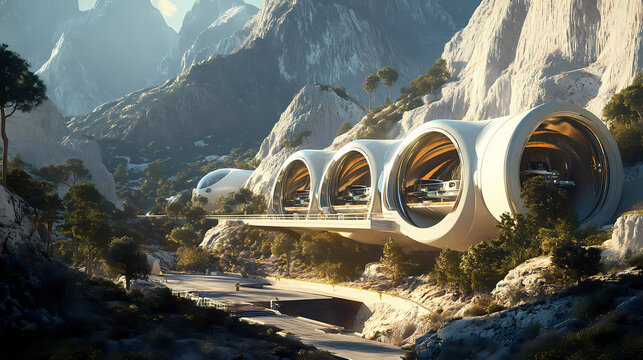 Innovative underground hyperloop tunnels revolutionize transportation. Subterranean Tunnels. Illustration