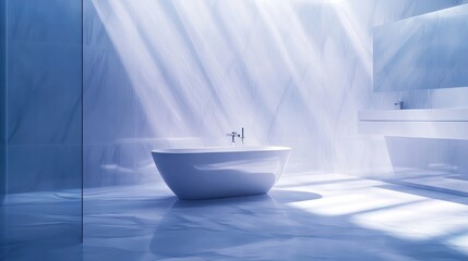 Modern Bathroom with Sunlight Beams and Minimalist Design