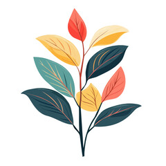 Fototapeta premium A hand-drawn colorful Muntingia leaf. Trendy abstract minimal style. Natural fresh. Vector illustration isolated on white background, vector illustration