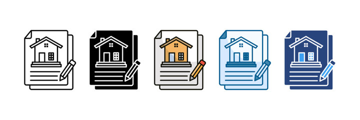 Rent Agreement Icon Set Multiple Style Collection