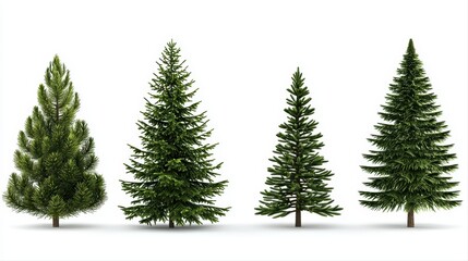 Obraz premium Collection of Evergreen Trees Showcasing Diverse Varieties for Nature Themes and Concepts