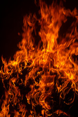Abstract blaze fire flame texture for banner background. Fire flames on black background. Fire flame texture. Blaze flames background with copy space. Burning fire concept.