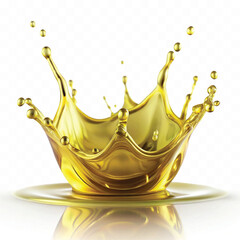 Abstract 3d olive or engine oil and cosmetic serum liquid splash isolated on white background