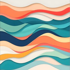 Abstract papercut waves. Paper cut 3d background.  Multicolored illustration.