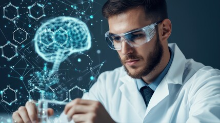 Innovative Scientist Exploring New High-Tech Concepts in Modern Laboratory Environment