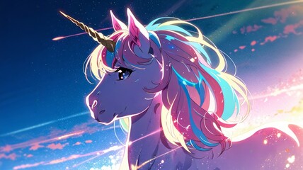 Miniature unicorn with a shimmering